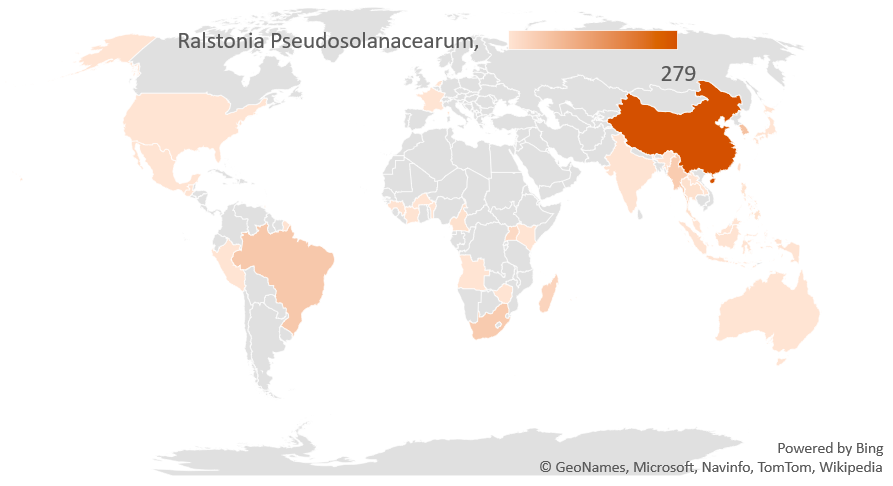 Example of the global distribution map for Ralstonia pseudosolanacearum